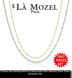 2 Pieces Set Sterling Silver & Yellow Gold Over Sterling Silver Chain 24 Inches  $3.jpg