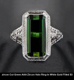 zircon Cut Green AAA Zircon Halo Ring In White Gold Filled $3.jpg