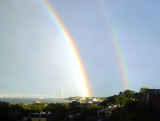 from our kitchen window.jpg...A rainbow after a thunderstorm