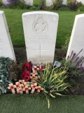 Grave crosses and flowers