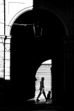 People in town - b&w