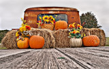 Fall/Thanksgiving display on modifided Jeepster, Glen Rose, TX 