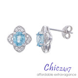 Blue Zircon Earrings, Natural Blue Zircon Gems From Cambodia