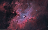 M 16, Eagle Nebula with The Pillars of Creation in Hydrogen and Oxygen light 