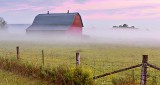 Barn In Ground Fog At Sunrise P1230256-8