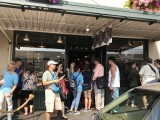 Long line at the First Starbucks