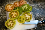 soon-to-be green fried tomatoes