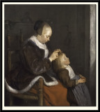 Mother Combing Her Childs Hair, (Hunting for Lice), 1652-53