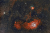 Messier 8 (M8) Lagoon Nebula plus Messier 20 (M20) Trifid Nebula and Saturn