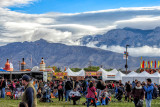 Fiesta grounds with Sandia Mountains in the background