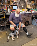 Eric Gator Gould and the shop dog Congo