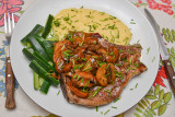 Veal Chop with Mushrooms and Polenta