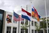 Flags of the USA, the Netherlands and Dutch Limburg