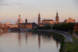 Early evening on the Elbe looking back at the towers of Dresdens Old City