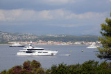 Yachts moored off Antibes, French Riviera