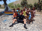 Max at Bihau with the local Timorese children