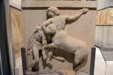 Centaur grips a Lapith by the neck while preparing to strike, South Metope, 445-440 BC