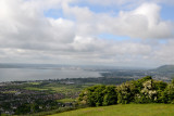 View from the hilltop Knockagh Monument to the city of Belfast