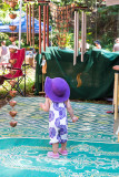 Toddler in purple hat at Bellingen