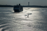 Cruise ship and yacht leaving Stockholm