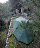 Feb 2017 Mallorca GR221 - Camp above Deia next to an old shepherds hut