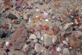 Discarded flints in a midden in Halls creek