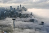 Space Needle Foggy Morning in Seattle Skyline Washington 186