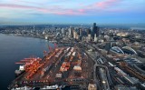 Seattle Port of Seattle Seahawks Stadium Alaskan Viaduct Space Needle Mt Baker Washington 387