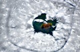 Island in frozen Horsehoe Lake, Cascade Mountains, Washington 246