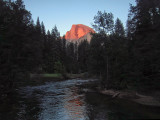 Half Dome as the sun gets lower and wind bends the waters. 7:55 PM  #4329h