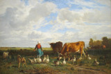Constant Troyon. Meadow with gooseherd. 1854.