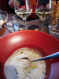 A meal at this Dijon restaurant, shrimp soup