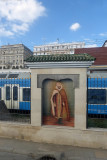 Back in town, drove by the train station with its pretty artwork.