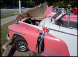 Car display near Plaza de la Revolution