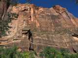 Vertical canyon wall at the Temple of Sinawava, Zion NP
