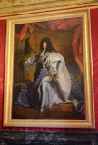 Famous portrait of King Louis XIV by Hyacinthe Rigaud, 1702, Salon of Apollo