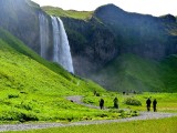 Seljalandsfoss waterfalls, tourists to falls, Iceland 205