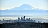 Seattle Skyline and Space Needle and Mount Rainier in January 2019 836 