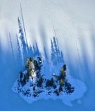 Island in frozen Lake Dorothy, Cascade Mountains, Washington State 163