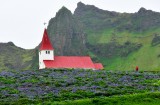 Vikurkikja and village of Vik, Iceland 399