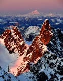 Sunset over Chimney Rock, Overcoat Glacier, Overcoat Peak, Glacier Peak, Cascade Mountains, Washington 673 