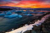 Jökulsárlón lagoon ,sunset