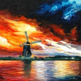 WINDMILL  HOLLAND  oil painting on canvas