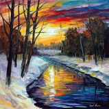 WINTER  PALETTE KNIFE Oil Painting On Canvas By Leonid Afremov