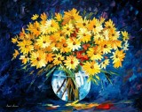 YELLOW ON BLUE  oil painting on canvas