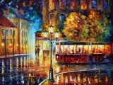 RAINY NIGHT TROLLEY  oil painting on canvas