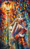 ACCORDION CAT  oil painting on canvas
