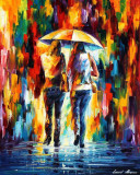 BEST FRIENDS UNDER THE RAIN  oil painting on canvas