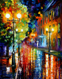MYSTERIOUS NIGHT STREET  oil painting on canvas