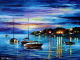 MYSTERY OF THE NIGHT SKY  PALETTE KNIFE Oil Painting On Canvas By Leonid Afremov